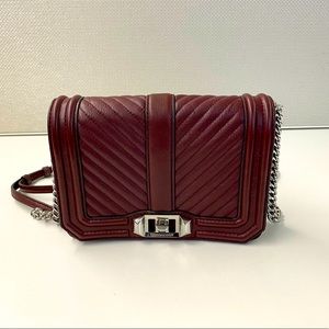 Rebecca Minkoff Love Chevron Quilt Small Leather Crossbody - Bordeaux - Used